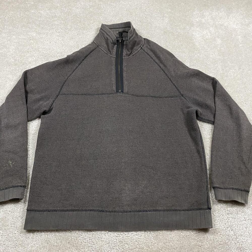 Carbon2Cobalt Sweater Mens L Gray Quarter Zip Mock Neck Cotton Knit Pullover